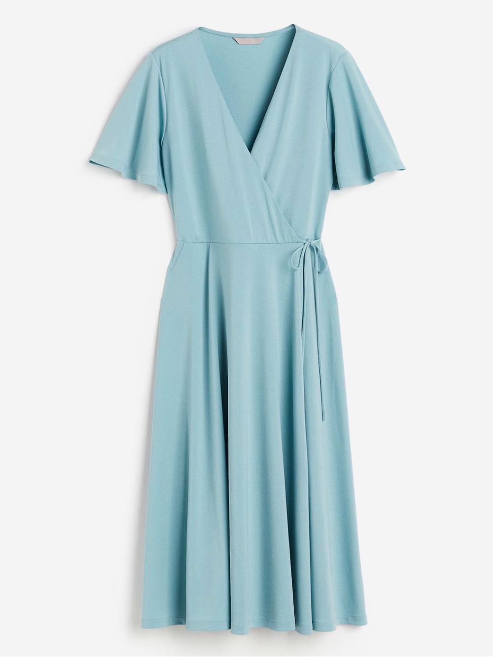 H&M Light Blue Wrap-Style Midi Dress with Tie